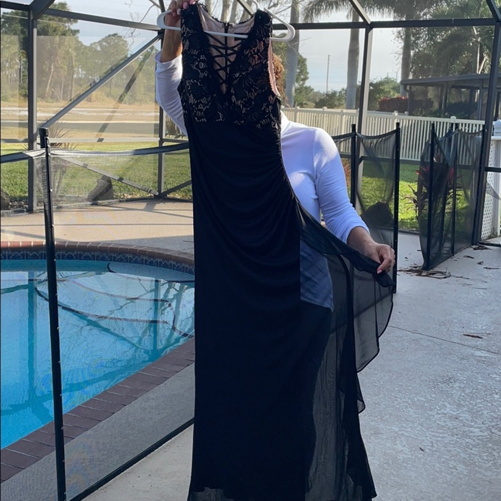 Size 8 black and nude long dress